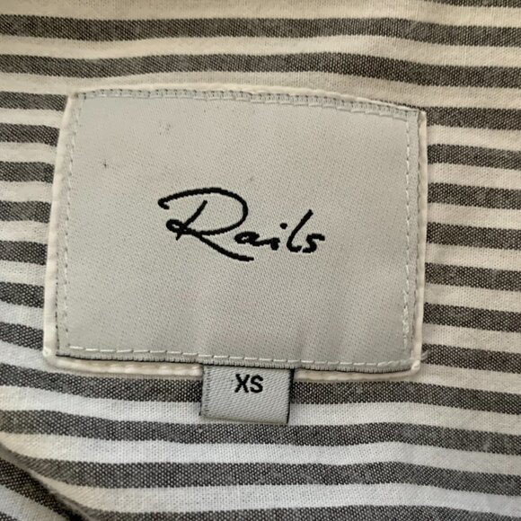 Rails "Taylor Florence Stripe Button Front Studded Pearls" XS Gray White #50L - Picture 7 of 11